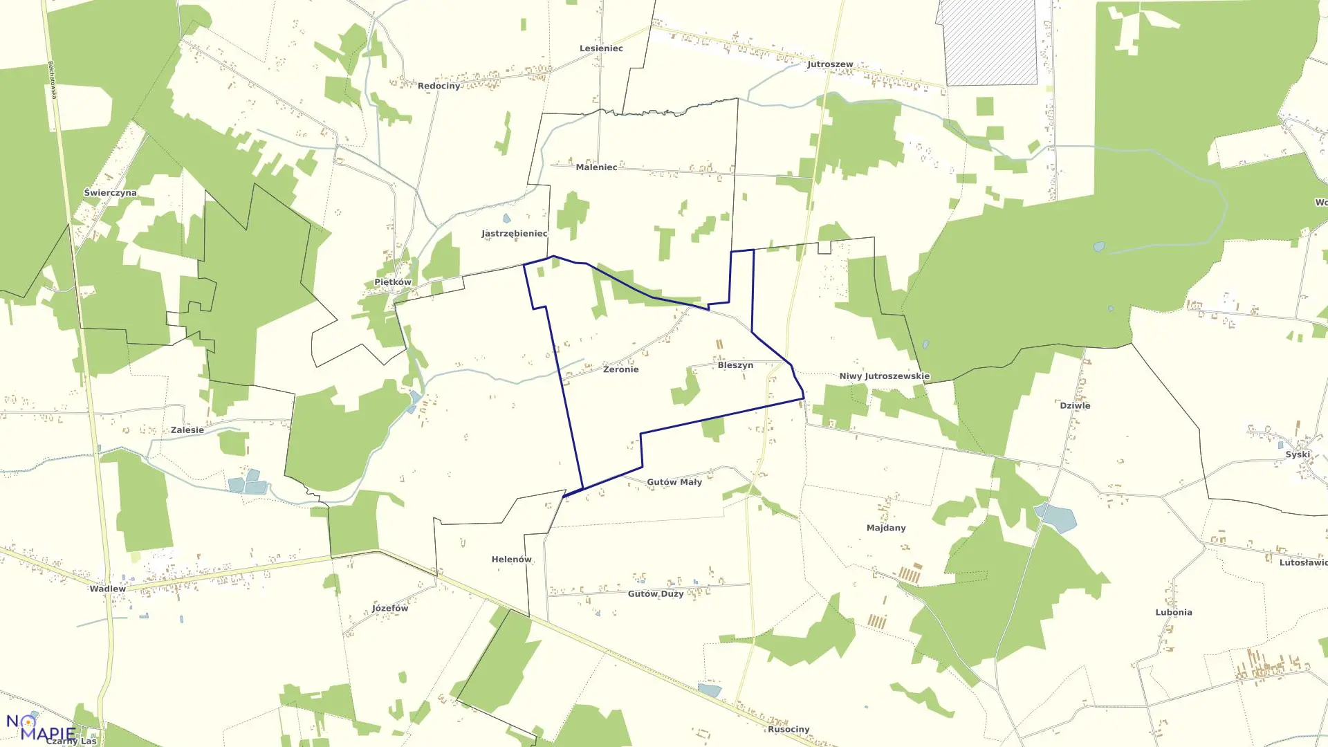 Mapa obrębu BLESZYN w gminie Grabica