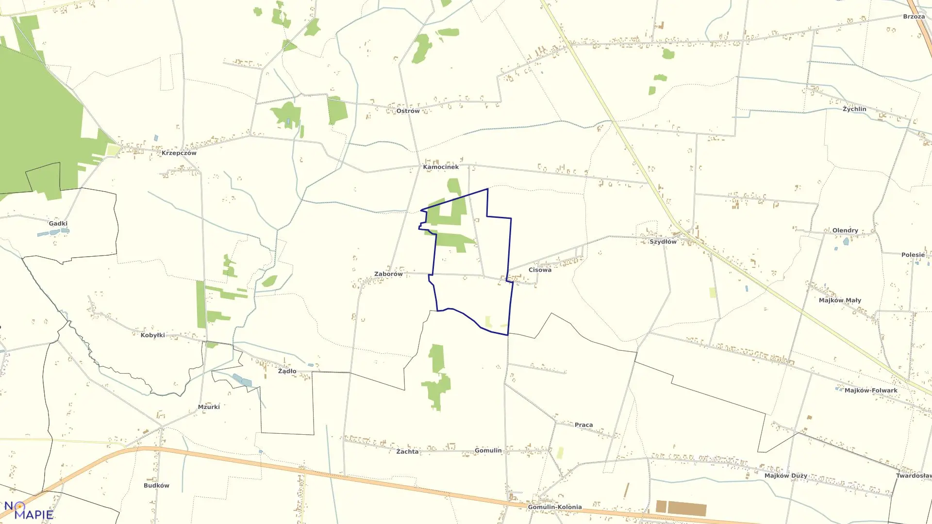 Mapa obrębu CISOWA w gminie Grabica