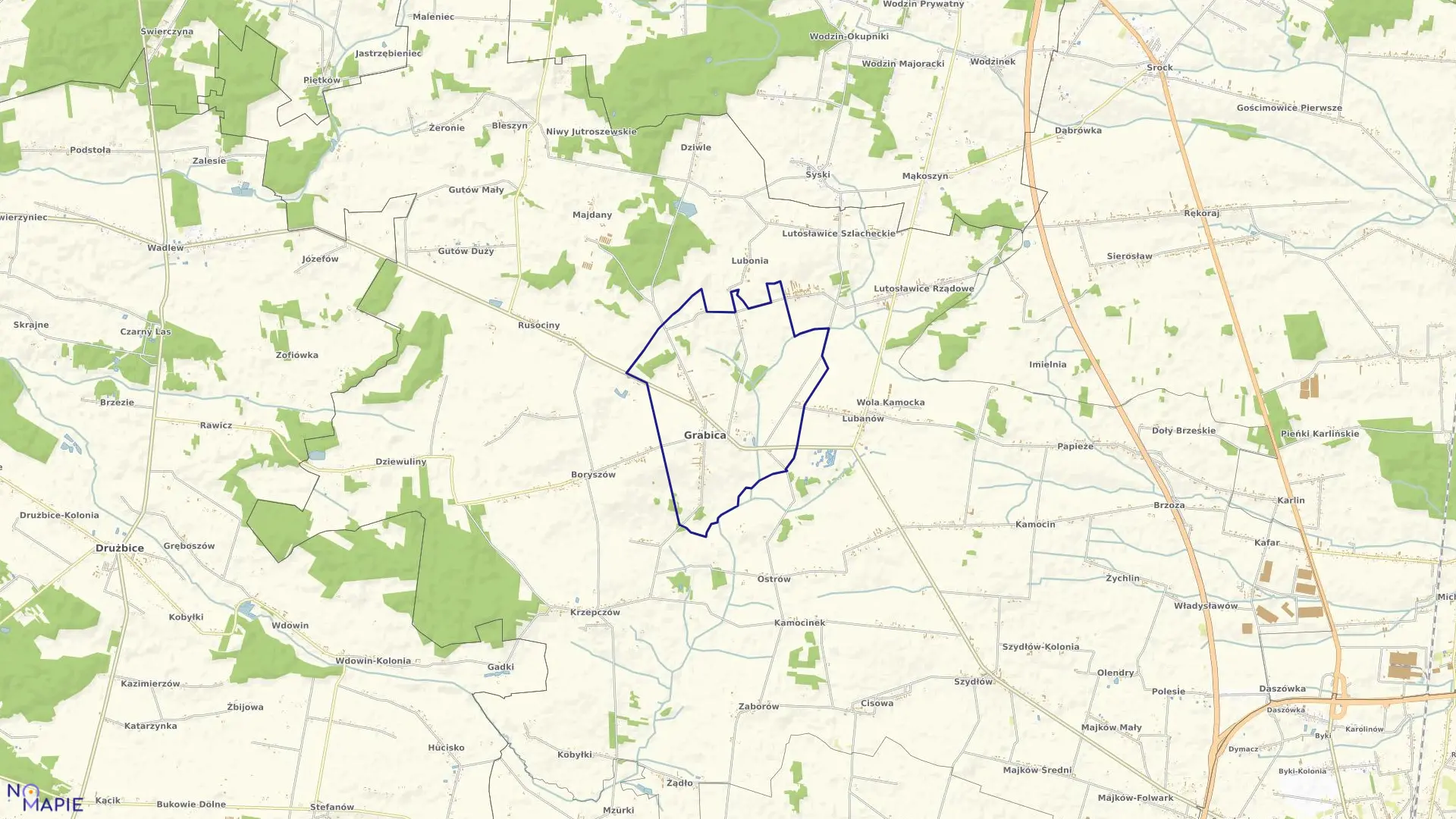 Mapa obrębu GRABICA w gminie Grabica