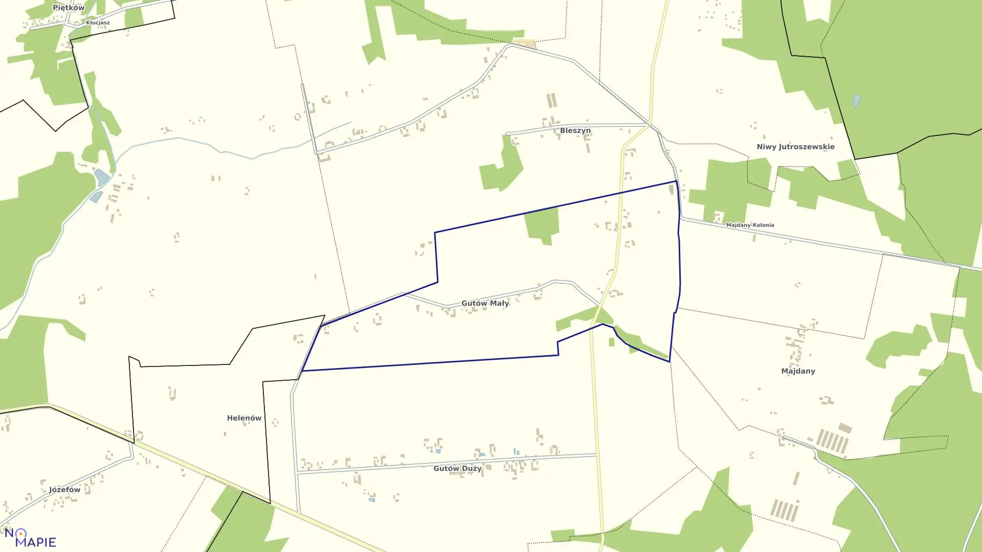 Mapa obrębu GUTÓW MAŁY w gminie Grabica