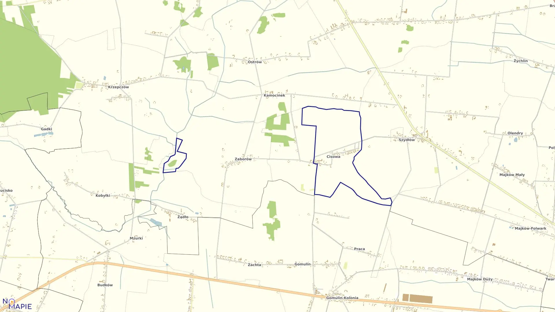 Mapa obrębu KOL. CISOWA w gminie Grabica